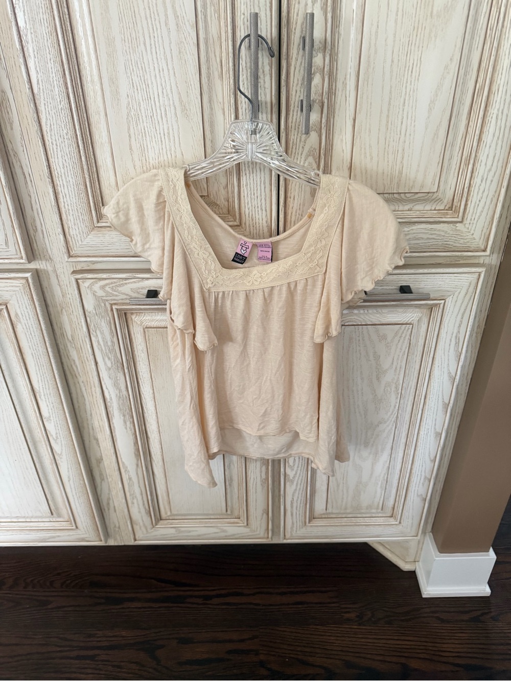 Vintage style Love on a Hanger Cream Flutter Sleeve Top